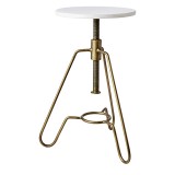 BRASS STOOL WITH MARBLE TOP - CHAIRS, STOOLS